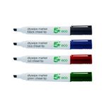 5 Star Drywipe Marker Chisel Tip 2-5mm Line Chlorine-free Assorted (Pack of 4) 938144