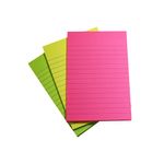 5 Star Extra Sticky Ruled Notes Repositionable 70gsm 150x101mm Assorted Neon (Pack of 3) 943356