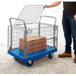 Proplaz Mesh Sided Platform Truck with Hinged Lid and Half Drop Side 300kg Capacity PPU24Y