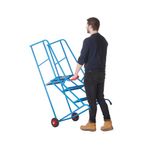 Climb-It Loading Step 3 Tread Open Back Powder Coated Blue SLS03P