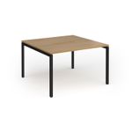 Connex Goal-Post 1200 x 1200 x 725mm Back to Back Desk (2 x 1200mm) - Black Frame / Oak Top