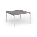 Connex Goal-Post 1200 x 1200 x 725mm Back to Back Desk (2 x 1200mm) - Silver Frame / Grey Oak Top