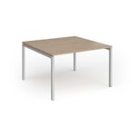 Connex Goal-Post 1200 x 1200 x 725mm Back to Back Desk (2 x 1200mm) - Silver Frame / Kendal Oak Top