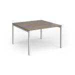 Connex Goal-Post 1200 x 1200 x 725mm Back to Back Desk (2 x 1200mm) - Silver Frame / Nebraska Oak Top
