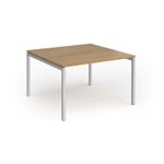 Connex Goal-Post 1200 x 1200 x 725mm Back to Back Desk (2 x 1200mm) - Silver Frame / Oak Top
