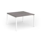Connex Goal-Post 1200 x 1200 x 725mm Back to Back Desk (2 x 1200mm) - White Frame / Grey Oak Top