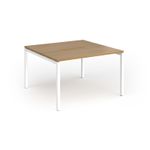 Connex Goal-Post 1200 x 1200 x 725mm Back to Back Desk (2 x 1200mm) - White Frame / Oak Top