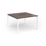 Connex Goal-Post 1200 x 1200 x 725mm Back to Back Desk (2 x 1200mm) - White Frame / Walnut Top