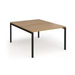 Connex Goal-Post 1200 x 1600 x 725mm Back to Back Desk (2 x 1200mm) - Black Frame / Oak Top