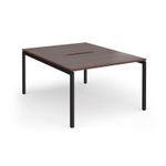 Connex Goal-Post 1200 x 1600 x 725mm Back to Back Desk (2 x 1200mm) - Black Frame / Walnut Top