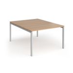 Connex Goal-Post 1200 x 1600 x 725mm Back to Back Desk (2 x 1200mm) - Silver Frame / Beech Top