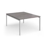 Connex Goal-Post 1200 x 1600 x 725mm Back to Back Desk (2 x 1200mm) - Silver Frame / Grey Oak Top