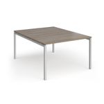 Connex Goal-Post 1200 x 1600 x 725mm Back to Back Desk (2 x 1200mm) - Silver Frame / Nebraska Oak Top