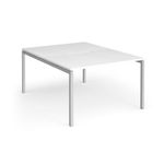 Connex Goal-Post 1200 x 1600 x 725mm Back to Back Desk (2 x 1200mm) - Silver Frame / White Top