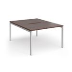 Connex Goal-Post 1200 x 1600 x 725mm Back to Back Desk (2 x 1200mm) - Silver Frame / Walnut Top