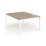Connex Goal-Post 1200 x 1600 x 725mm Back to Back Desk (2 x 1200mm) - White Frame / Kendal Oak Top