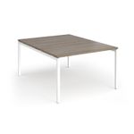 Connex Goal-Post 1200 x 1600 x 725mm Back to Back Desk (2 x 1200mm) - White Frame / Nebraska Oak Top