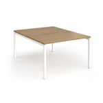 Connex Goal-Post 1200 x 1600 x 725mm Back to Back Desk (2 x 1200mm) - White Frame / Oak Top
