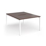 Connex Goal-Post 1200 x 1600 x 725mm Back to Back Desk (2 x 1200mm) - White Frame / Walnut Top