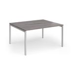 Connex Goal-Post 1400 x 1200 x 725mm Back to Back Desk (2 x 1400mm) - Silver Frame / Grey Oak Top