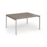 Connex Goal-Post 1400 x 1200 x 725mm Back to Back Desk (2 x 1400mm) - Silver Frame / Nebraska Oak Top