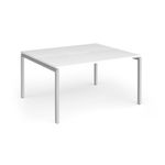 Connex Goal-Post 1400 x 1200 x 725mm Back to Back Desk (2 x 1400mm) - Silver Frame / White Top