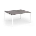 Connex Goal-Post 1400 x 1200 x 725mm Back to Back Desk (2 x 1400mm) - White Frame / Grey Oak Top