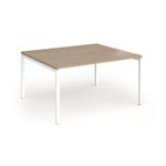 Connex Goal-Post 1400 x 1200 x 725mm Back to Back Desk (2 x 1400mm) - White Frame / Kendal Oak Top