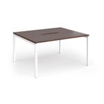 Connex Goal-Post 1400 x 1200 x 725mm Back to Back Desk (2 x 1400mm) - White Frame / Walnut Top