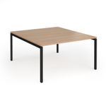 Connex Goal-Post 1400 x 1600 x 725mm Back to Back Desk (2 x 1400mm) - Black Frame / Beech Top