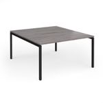 Connex Goal-Post 1400 x 1600 x 725mm Back to Back Desk (2 x 1400mm) - Black Frame / Grey Oak Top