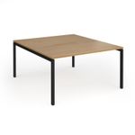 Connex Goal-Post 1400 x 1600 x 725mm Back to Back Desk (2 x 1400mm) - Black Frame / Oak Top