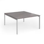 Connex Goal-Post 1400 x 1600 x 725mm Back to Back Desk (2 x 1400mm) - Silver Frame / Grey Oak Top