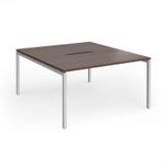 Connex Goal-Post 1400 x 1600 x 725mm Back to Back Desk (2 x 1400mm) - Silver Frame / Walnut Top