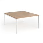 Connex Goal-Post 1400 x 1600 x 725mm Back to Back Desk (2 x 1400mm) - White Frame / Beech Top