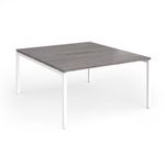 Connex Goal-Post 1400 x 1600 x 725mm Back to Back Desk (2 x 1400mm) - White Frame / Grey Oak Top