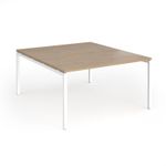 Connex Goal-Post 1400 x 1600 x 725mm Back to Back Desk (2 x 1400mm) - White Frame / Kendal Oak Top