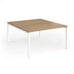 Connex Goal-Post 1400 x 1600 x 725mm Back to Back Desk (2 x 1400mm) - White Frame / Oak Top