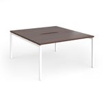 Connex Goal-Post 1400 x 1600 x 725mm Back to Back Desk (2 x 1400mm) - White Frame / Walnut Top