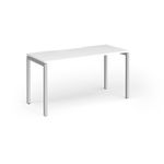 Connex Goal-Post 1400 x 600 x 725mm Single Desk - Silver Frame / White Top