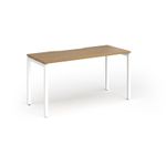 Connex Goal-Post 1400 x 600 x 725mm Single Desk - White Frame / Oak Top