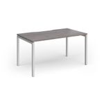 Connex Goal-Post 1400 x 800 x 725mm Single Desk - Silver Frame / Grey Oak Top
