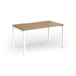Connex Goal-Post 1400 x 800 x 725mm Single Desk - White Frame / Oak Top