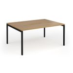 Connex Goal-Post 1600 x 1200 x 725mm Back to Back Desk (2 x 1600mm) - Black Frame / Oak Top