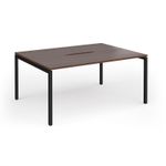 Connex Goal-Post 1600 x 1200 x 725mm Back to Back Desk (2 x 1600mm) - Black Frame / Walnut Top