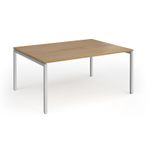 Connex Goal-Post 1600 x 1200 x 725mm Back to Back Desk (2 x 1600mm) - Silver Frame / Oak Top
