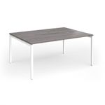 Connex Goal-Post 1600 x 1200 x 725mm Back to Back Desk (2 x 1600mm) - White Frame / Grey Oak Top