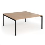 Connex Goal-Post 1600 x 1600 x 725mm Back to Back Desk (2 x 1600mm) - Black Frame / Beech Top