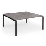 Connex Goal-Post 1600 x 1600 x 725mm Back to Back Desk (2 x 1600mm) - Black Frame / Grey Oak Top