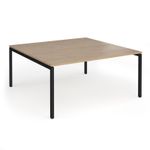 Connex Goal-Post 1600 x 1600 x 725mm Back to Back Desk (2 x 1600mm) - Black Frame / Kendal Oak Top